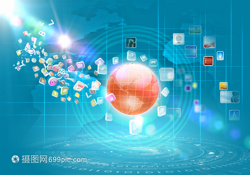 媒體背景商業高科技媒體背景與符號圖標